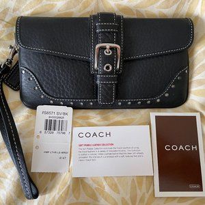 Coach Pebbled Leather Wristlet